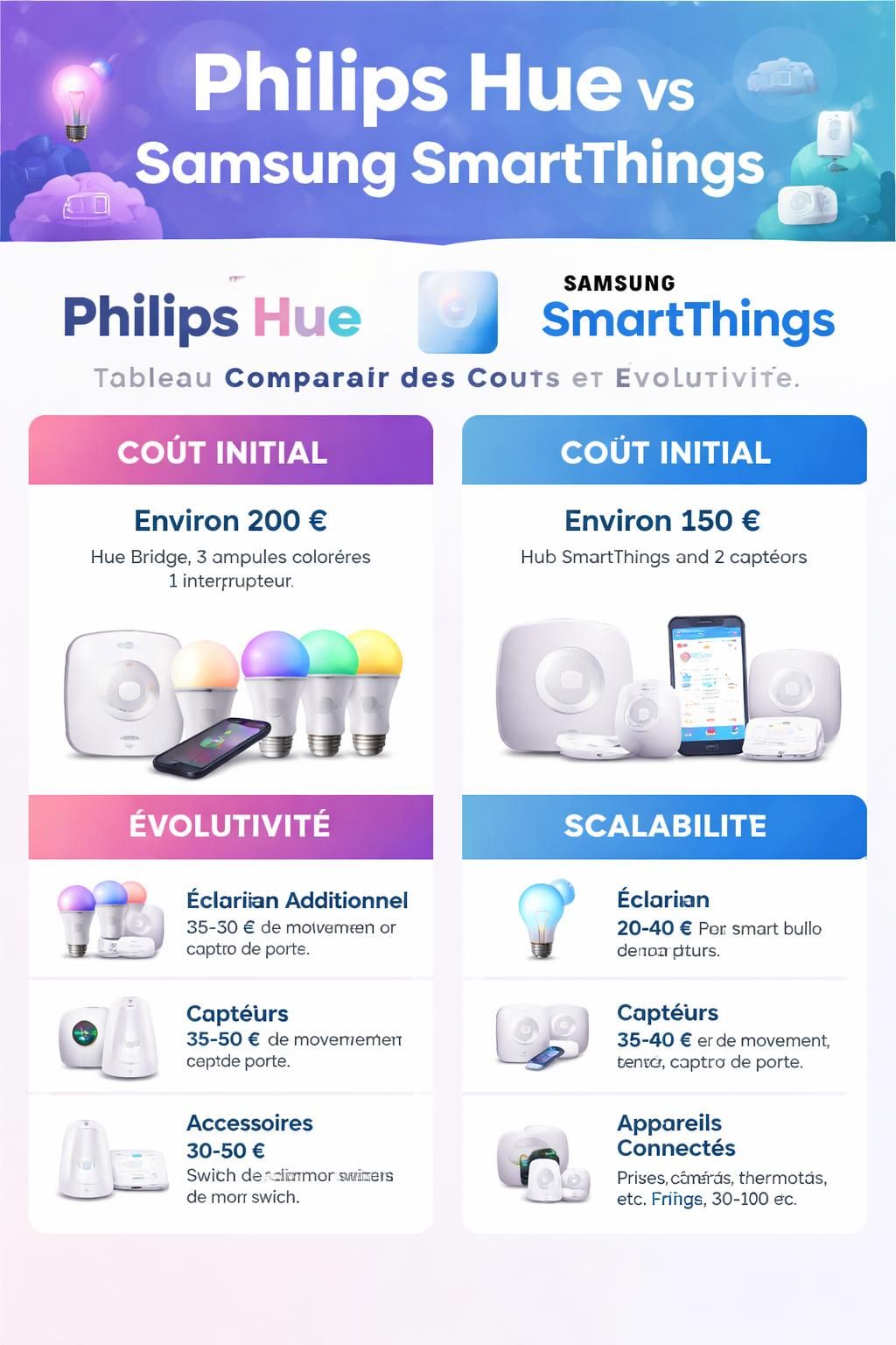 découvrez notre comparaison complète entre philips hue et samsung smartthings pour 2026 et trouvez la meilleure application domotique smartphone adaptée à vos besoins.