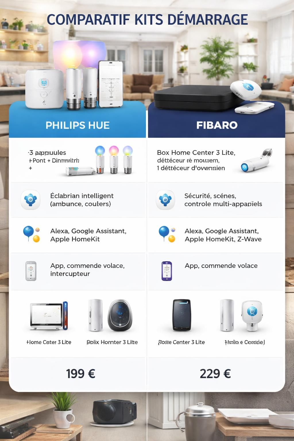découvrez quel kit de démarrage domotique choisir en 2026 entre philips et fibaro. comparez les fonctionnalités, la compatibilité et le rapport qualité-prix pour une maison connectée optimale.